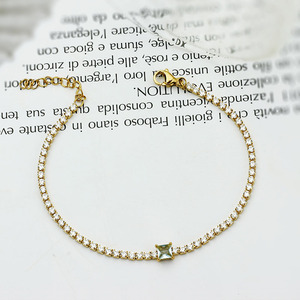 Square CZ Tennis <b>Bracelet</b> | 18K PVD Gold Stainless Steel Adjustable Chain | Minimalist Waterproof Jewelry for Women | No Fading - Product Image 3