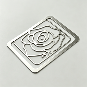 Marcapáginas de metal con diseño de rosa, marcapáginas de metal reutilizable de estilo clásico, logotipo personalizado disponible - Product Image 2