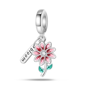 <span class=keywords><strong>Abalorios</strong></span> <span class=keywords><strong>para</strong></span> Joyería DIY con Zirconia en Forma <span class=keywords><strong>de</strong></span> Corazón, Plateados, con Diseños <span class=keywords><strong>de</strong></span> Plantas como Margaritas, Girasoles y Tulipanes <span class=keywords><strong>para</strong></span> Pulseras - Product Image 5