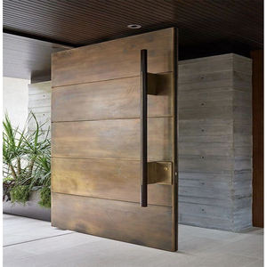 باب أمان خارجي فاخر وعصري مخصص للمنازل، مصنوع من خشب الساج الصلب، باب منزلق من الفولاذ والألومنيوم مقاوم للحريق - Product Image 3