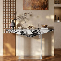 Table console flottante Joyan CT030, design moderne et luxueux, base en acrylique transparent vert, durable, imperméable, meubles de salon pour la maison