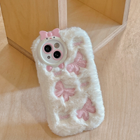 Nouvelle Arrivée Les Plus Populaires Hiver Étuis de Téléphone Portable en Peluche Brodés Mignons Nuage Dessin Animé Blanc Rose