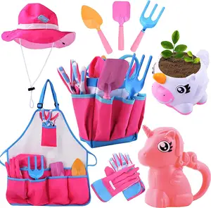 Unicorn Kids Gardening Tool Set Toy Includes Watering Can and Planter Kids Gardening Kit Like Shovel, Rake and Trowel,