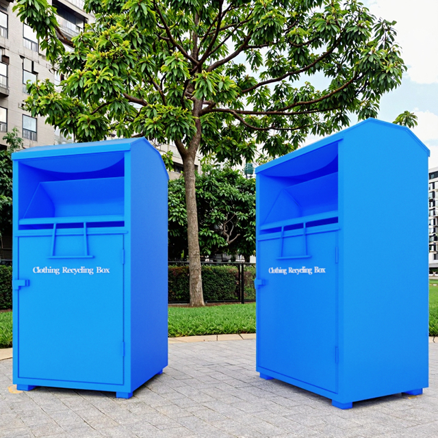 High Quality Large Outdoor Metal Clothing Recycling Waste Bin with Sturdy Flip Lid and Eco-Friendly Design