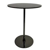 Podio de Acrílico con Base Curva de Acero, Poste Negro, Mesa de Acrílico
