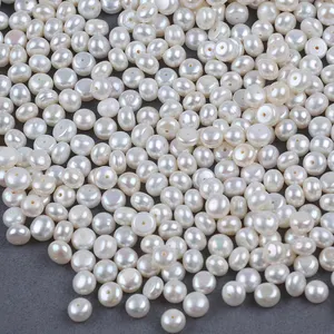 7-8mm White Button Shape Freshwater Loose Pearl