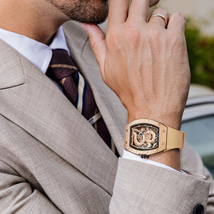 Montre mécanique automatique Bonest Gatti pour homme, modèle Hardcore Machine, dragon doré givré, bracelet en caoutchouc, étanche 30M - Product Image 6
