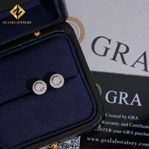 Classic Halo‑Style Round <b>Stud</b> Earrings S925 <b>Silver</b> Moissanite Luxury Wedding Party for Women - Product Image 2