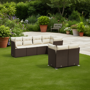 Ensemble de canapés de jardin en rotin brun avec pieds réglables, mobilier d'extérieur au design contemporain, coussins en mousse haute densité - Product Image 2