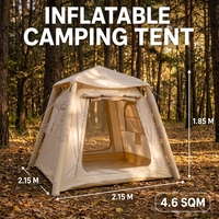 Carpa Inflable para Acampar al Aire Libre en Verano, 4.6 m², Tela Oxford, Una Habitación, Cuatro Estaciones, para 1-3 Personas, Montaje Rápido