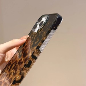 Funda de Teléfono Móvil de Doble Capa con Lentejuelas Brillantes y Estampado de Leopardo para iPhone 17 16 15 14 Pro Max, Cubierta Trasera IMD con Lámina Dorada - Product Image 6