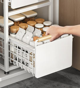 Estante de almacenamiento multifuncional para el hogar, 2 niveles con cesta deslizante, organizador de artículos diversos, contenedor debajo de los organizadores del fregadero - Product Image 5