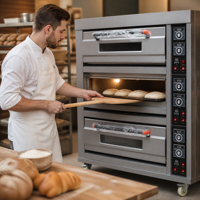 Four de cuisson commercial électrique/gaz à 2/3 niveaux d'occasion pour hôtel, restaurant, boulangerie, avec fonction vapeur et contrôle numérique