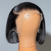 Perruque en cheveux humains avec closure en dentelle HD 4x4 5x5, Perruques coupe pixie d'été en gros, Perruques bob courtes et lisses 100% en cheveux humains brésiliens avec dentelle