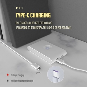 Lampe de nuit à induction LED sans fil avec charge USB et détection de présence humaine - Product Image 6
