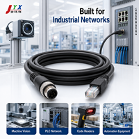 Kabel Ethernet Industri M12 X-Coded ke RJ45 8 Pin Berpelindung untuk Otomasi PLC Visi Mesin