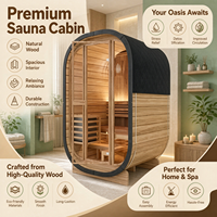 Sauna da Esterno per 2 Persone, Moderna Cabina Sauna a Cubo con Striscia LED