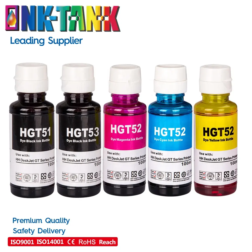 Printer 5810 Ink INK-TANK GT51 GT 51 52 53 53XL GT52 GT53 GT53XL Black Compatible Bottle Water Based Refill Ink Tinta For HP 415 5810 Printer