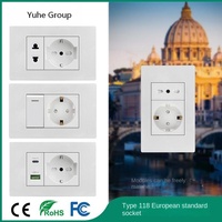 Prises murales personnalisées avec interrupteurs allemands et italiens, panneau tactile, PC durable IP20, 100 000 cycles, 2 USB A/2 Type-C