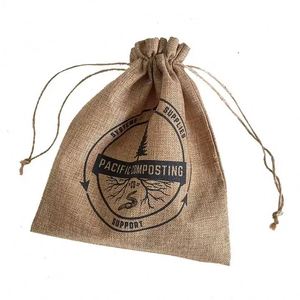 Wholesale Khaki Hemp <b>Cord</b> Cinch Pouches Gift Packing Drawstring Burlap <b>Bags</b> - Product Image 4