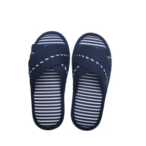 OEM Hot Sell Cross Band Open Toe Damen Memory Foam Baumwolle Slipper gestrickt Fleece gefüttert super weiche Schuhe