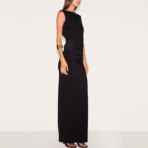 OEM New Arrival da donna <span class=keywords><strong>Casual</strong></span> senza maniche <span class=keywords><strong>con</strong></span> <span class=keywords><strong>spacco</strong></span> sul retro a pieghe <span class=keywords><strong>vestito</strong></span> attillato Sexy aderente <span class=keywords><strong>lungo</strong></span> Maxi abito di tendenza - Product Image 5