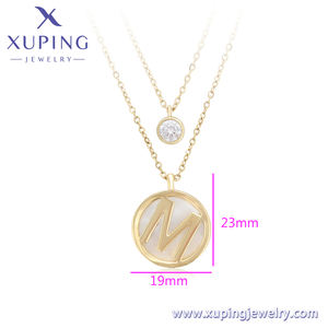 X000919747 Joyería XUPING Venta al por Mayor Lotes Bañados en Color Oro de 14K Collares de Letras de Joyería Fina de Moda - Product Image 2