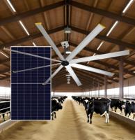 Ventilateur solaire HVLS de 10 pieds pour élevages laitiers, fermes, poulaillers, refroidissement du bétail, ventilation d'entrepôt à haut volume et basse vitesse