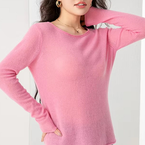 Pull en tricot à col rond de haute qualité personnalisé, léger, pour l'automne et l'hiver, à manches longues, en cachemire, pour femmes - Product Image 5
