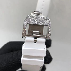 Reloj Mecánico de Mujer con Diseño de Diamantes, Caja de Cerámica Blanca, Correa de Goma Blanca, Reloj de Lujo para Dama - Product Image 6