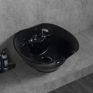 Chaise de shampooing en céramique noire avec lavabos et plateaux pour salon, hôtel, salle de bain, mobilier de salon moderne, spa - Product Image 1