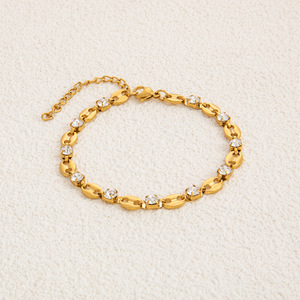 Pulsera de acero inoxidable con circonita y ojo turco, estilo europeo americano, chapada en oro de 18 quilates, cadena que no se desvanece, para mujer, regalo. - Product Image 3