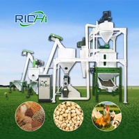 Ligne de moulin à granulés d'alimentation de bétail de poulet de volaille entièrement automatique 1-2 TPH avec approbation CE
