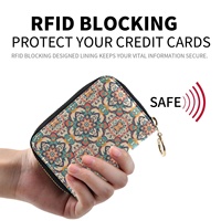 Porte-cartes d'identité en cuir PU avec fermeture éclair, motif Mandela bohème marocain, pochette à monnaie, portefeuille en cuir – Nouveauté promotionnelle