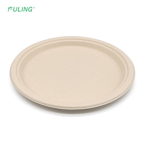 FULING Assiettes jetables biodégradables en bambou ou en canne à sucre de 10 pouces Assiettes en papier jetables - Product Image 3