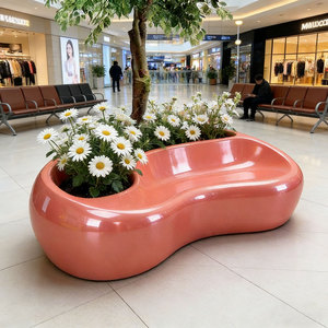 B90 FRP GRC Outdoor Leisure Seats School Gym Midcentury Design Durable Shopping Mall Indoor Public Art Display Spliced - Product Image 3