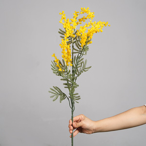 Fleur d'acacia artificielle Greenway, jaune, plante entière, en PVC, arrangement floral décoratif pour la maison et les mariages - Product Image 2