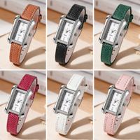 Montre à quartz pour femme W260, boîtier irrégulier en alliage argenté, double face ornée de strass, bracelet en similicuir, montre élégante pour femme, vente en gros