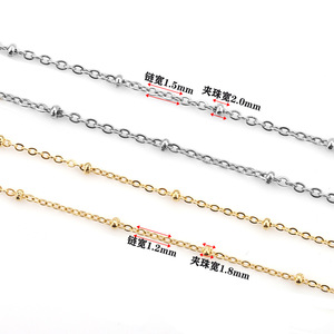 Chaîne en acier inoxydable plaqué or 18 carats avec fermoir perlé, style français, collier délicat, chaîne de clavicule, chaîne basique, plaqué sous vide - Product Image 2