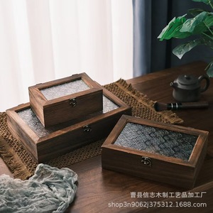 Paulownia Wood Storage <b>Box</b> Set Jewelry Organizer <b>Small</b> Medium Large Size Solid Color Flip Top Dustproof Wooden <b>Box</b> - Product Image 2