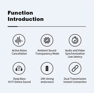 Écouteurs sans fil TWS noirs <span class=keywords><strong>ANC</strong></span>+ENC à réduction de bruit BT 5.4, longue autonomie, commande tactile intelligente, chargement Type-C, basses profondes, pour le gaming - Product Image 2