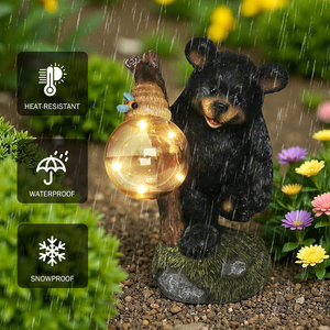 Figurine d'ours personnalisée à énergie solaire, sculpture animale artisanale <span class=keywords><strong>en</strong></span> polyrésine, <span class=keywords><strong>globe</strong></span> <span class=keywords><strong>lumineux</strong></span>, décoration de jardin, décoration de Noël, entreprise - Product Image 4