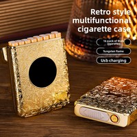 Étui à cigarettes moderne et minimaliste en alliage de zinc épais à 16 brins, avec briquet multifonctionnel à filament de tungstène, modèle portable, vente en gros