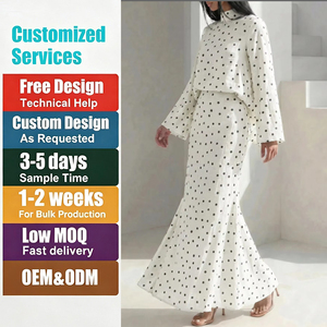 Ensemble jupe sirène et chemise à col mandarin imprimé pois noirs et blancs, élégant et gracieux, pour femme, idéal pour l'automne, les trajets quotidiens et les réceptions de thé - OEM&ODM - Product Image 1