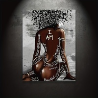 Peinture sur toile femme noire aux cheveux afro, impression d'art à l'huile, affiche musicale, fille africaine, décoration murale moderne sans cadre pour salon et chambre à coucher