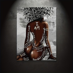 Cuadro en lienzo de mujer negra con cabello afro, impresión artística al óleo, póster musical, chica africana, decoración moderna de pared sin marco para sala de estar y dormitorio - Product Image 3