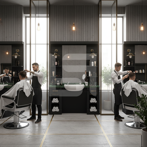 Mejor Oferta para Estación de Barbería Comercial Plegable de Madera Negra Moderna de Alta Calidad, Muebles de Salón con Espejo, Modelo 413 - Product Image 3