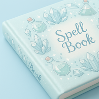 LABON Cahier de sorts en cristal Grimoire bleu clair avec bouteilles de potion magique et pierres précieuses Cahier de sorcellerie Couverture en PU