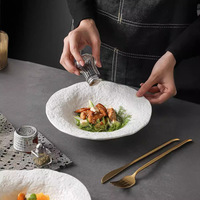 Assiettes en porcelaine texturée, bols à soupe, plats profonds, assiettes de luxe, bols à salade, vaisselle de style occidental, utilisables au micro-ondes