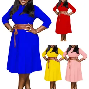 Trendy Spring Elegant Bright Happy Color Dress Casual European Design Dresses For Women T021